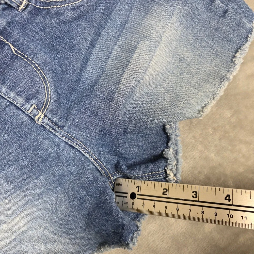 Squeeze‎ Denim Shorts Girls Size 12 Blue Good Raw Hem Stretch Jean